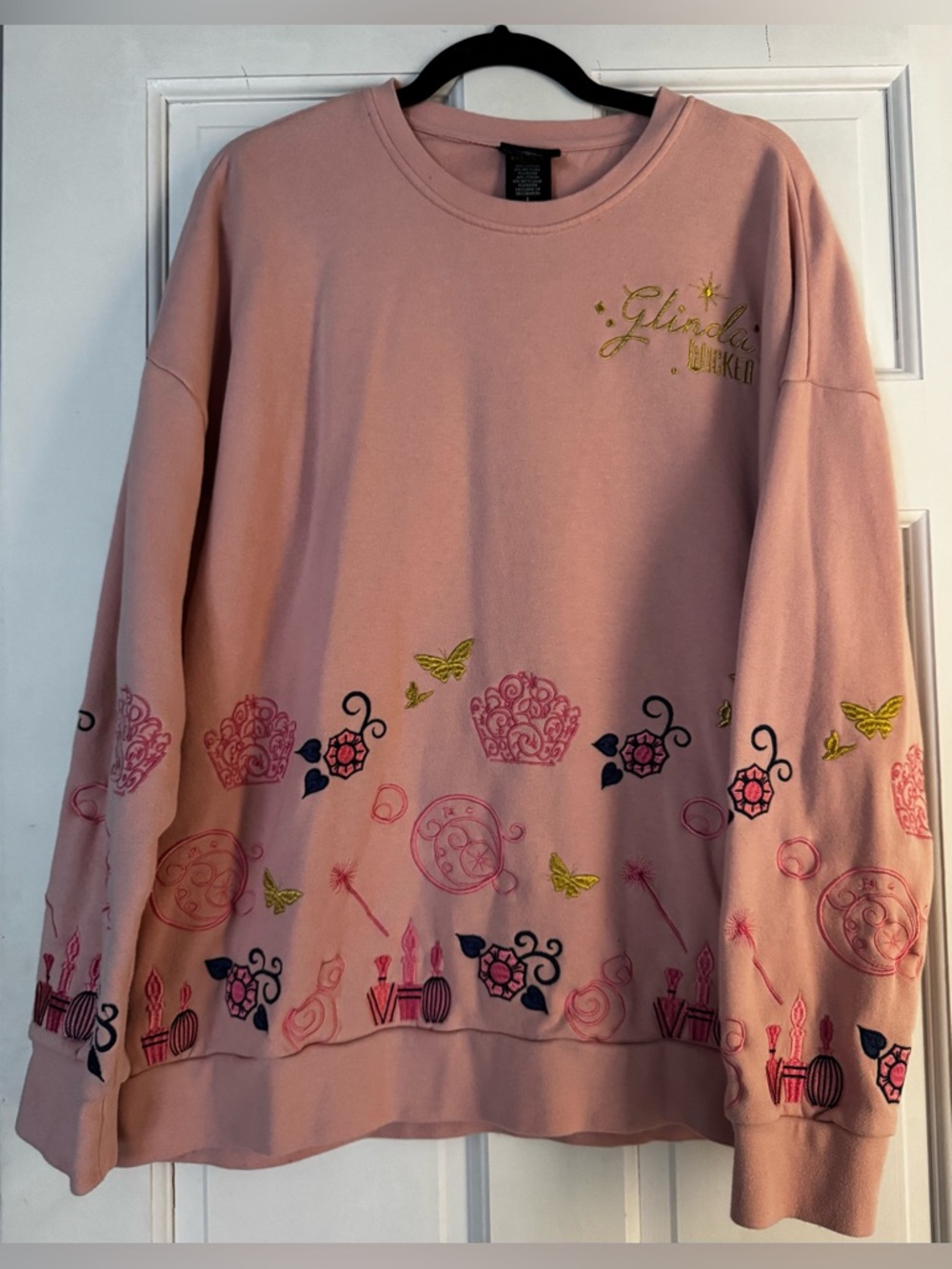 BoxLunch Exclusive Pink Glinda Wicked Embroidered Sweatshirt